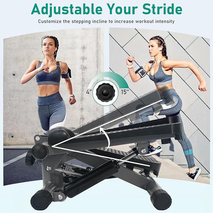 Steppers for Exercise, Mini Stair Under Desk Bike Pedal Exerciser with LCD Monitor & Resistance Bands Carpet