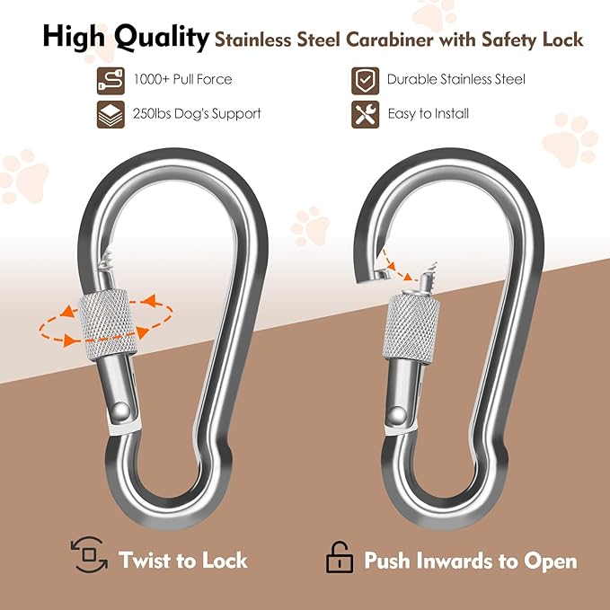 Snagle Paw Dog Runner for Yard 3 in 1, 150FT Dog Training Leash with Handle for Small Medium Large Dogs, Reflective Rope Dog Tie Out Cable with Carabiner for Yard,Park,Camping (Orange for 1 Dog)