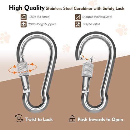 Snagle Paw Dog Runner for Yard 3 in 1, 200FT Dog Training Leash with Handle for Small Medium Large Dogs, Reflective Rope Dog Tie Out Cable with Carabiner for Yard,Park,Camping (Orange for 1 Dog)