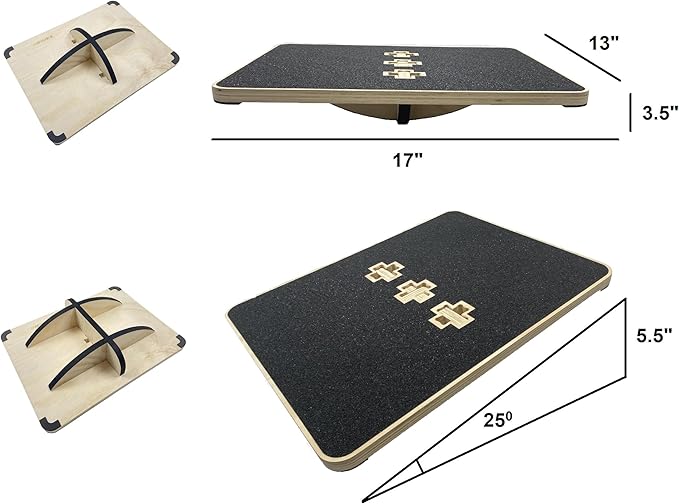 360 Degree Rotation Anti-slip Wooden Balance Board, Plank board & Anti-Slip Wobble Board for Balance and Core Training, Balancing Board for Under Desk