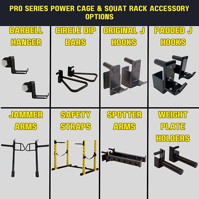 HulkFit 2.3-inch x 2.3-inch Pro Series Power Cage Squat Rack Attachments Accessories for Home Gym Strength Training Exercise Equipment | Bench Press, Squats, and Deadlifts