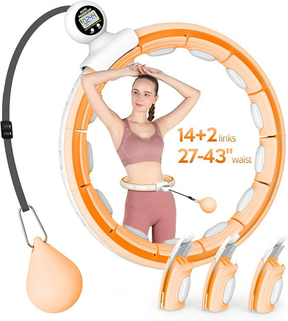 EPEHSPORT Silent Infinity Smart Hoops with Counter 22"-44", Weighted Exercise Hoola Equipment, 2 in 4 Abdomen Fitness Massage,Infinity Hoop Weighted Hula Hoop with Sweat Belt.