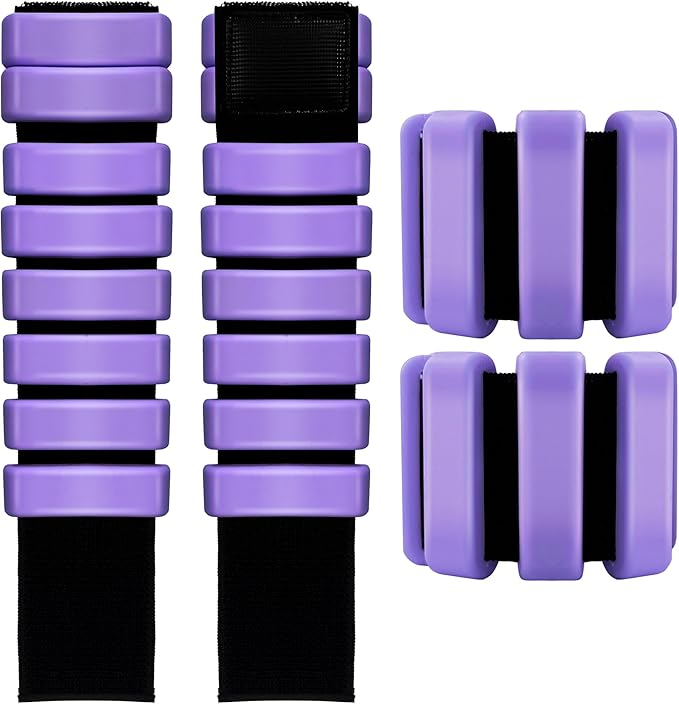 Wearable Wrist & Ankle Weights Set of 2/4, Adjustable Silicone Leg & Arm Weights for Women and Men for Yoga Pilates Fitness Strength Training Walking