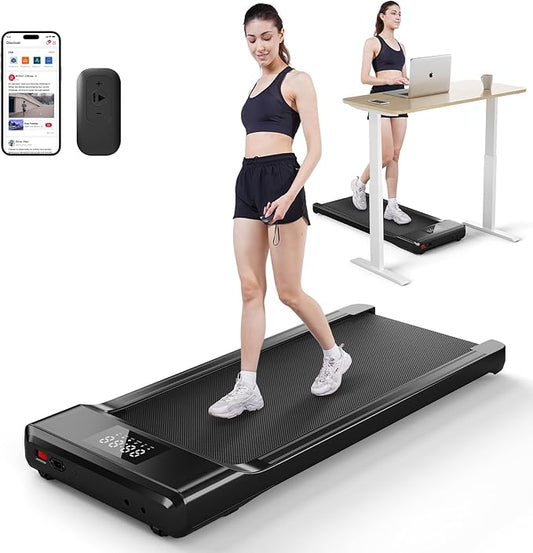 Smart Walking Pad, 2-in-1 Under Desk Treadmill for Home Office, Portable Walking/Jogging Machine with App & Remote Control, Fitness Data Recording