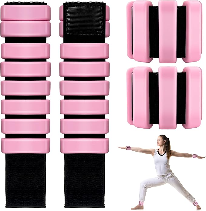 Wearable Wrist & Ankle Weights Set of 2/4, Adjustable Silicone Leg & Arm Weights for Women and Men for Yoga Pilates Fitness Strength Training Walking