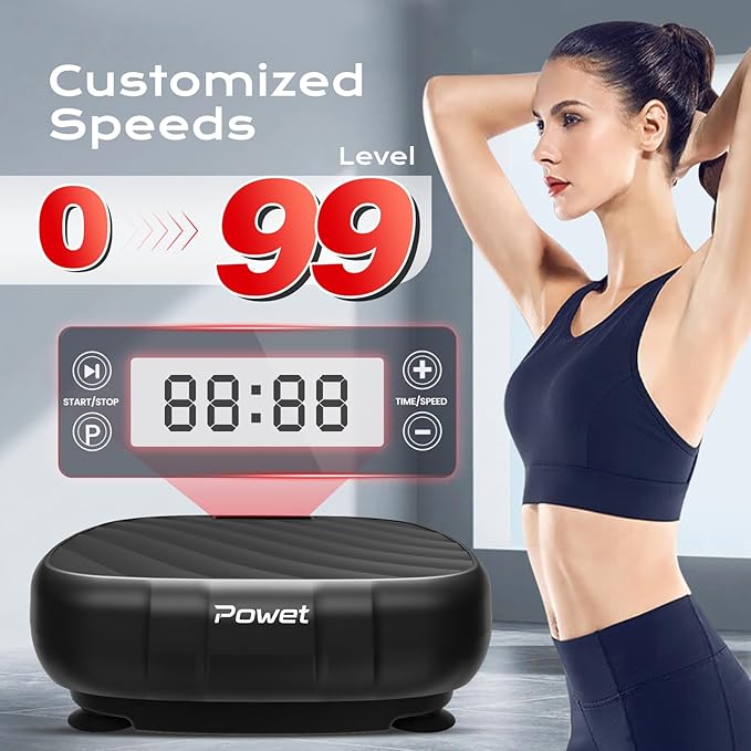 Compact Vibration Plate Exercise Machine, 99 Speed Levels Mini Whole Body Workout Waver Vibration Plate for Lymphatic Drainage with 5 Setting Modes for Shaping, Weight Loss, Toning