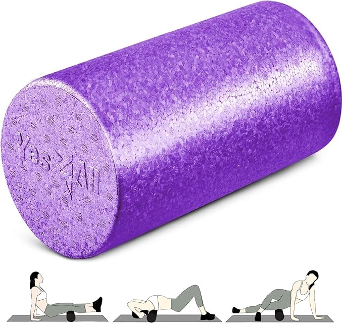 Yes4All High-Density Foam Roller for Back Relief, Yoga, Exercise, Muscle Deep Tissue Massage 12-18-24-36- Purple - 12 Inches