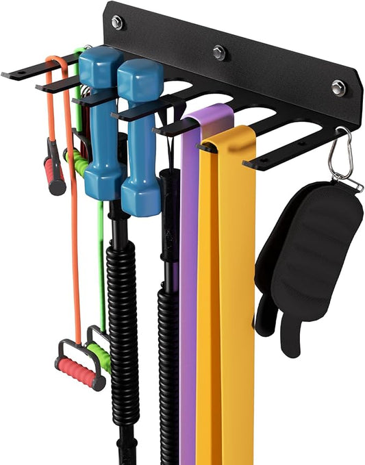 Multi-Purpose Gym Equipment Storage Rack-Heavy-duty, Home Gym Accessories Storage Rack, Barbell Holder Strength Training Weight Racks for Resistance Bands Jump Ropes Carabiners Included