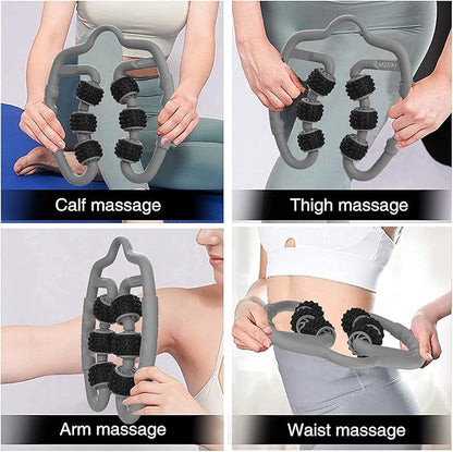 Upgraded Six-Wheel Muscle Roller - Arm & Leg Massager, Forearm & Calf Roller, Tennis Elbow Brace for Men, Carpal Tunnel & Tendonitis Relief, Perfect for Wrist, Hand, Foot, & Thigh