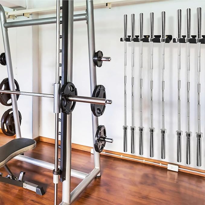 Vertical Wall Mounted Olympic Barbell Holder, Bar Holder, Barbell Storage Rack, Gym Rack Organizer, Home Gym Accessories Hanger for Home, Garage Gym