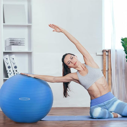 Anti-Burst and Slip Resistant Exercise Ball Yoga Ball Fitness Ball Birthing Ball with Quick Pump, 2,000-Pound Capacity, Multiple Colors and Sizes