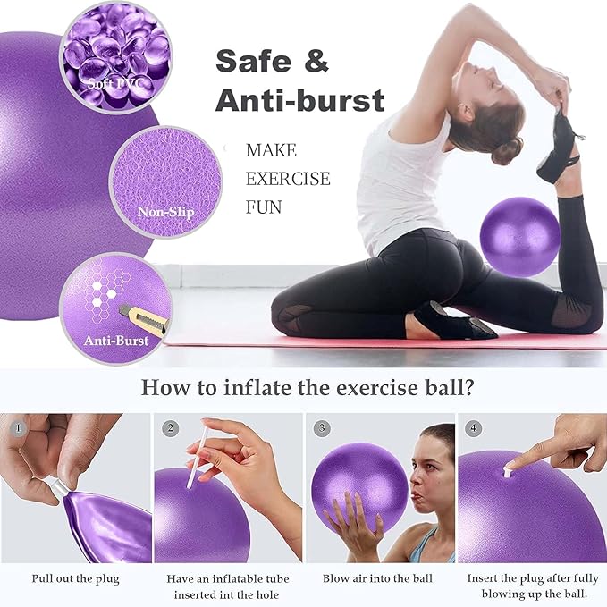 Pilates Ring and Ball Set with 8 Resistance Bands Non Slip Pilates Socks 9 in Exercise Ball Arm Exerciser for Legs Arms and Thighs Yoga Accessories for Women at Home Workout Equipment