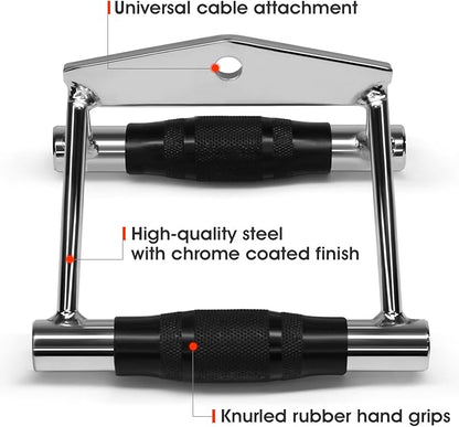 Yes4All Double D Row Handle Cable Attachment for Weight Workout, Cable Machine Accessories for Home Gym, LAT Pull Down V Bar with Capacity Up to 880LBS