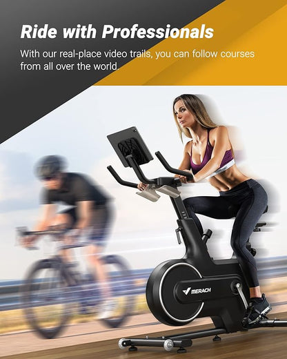 MERACH Indoor Cycling Bike, Exercise Bike for Home with Magnetic/Auto Resistance, Bluetooth Stationary Bike with APP Data Tracking, and Tablet Holder