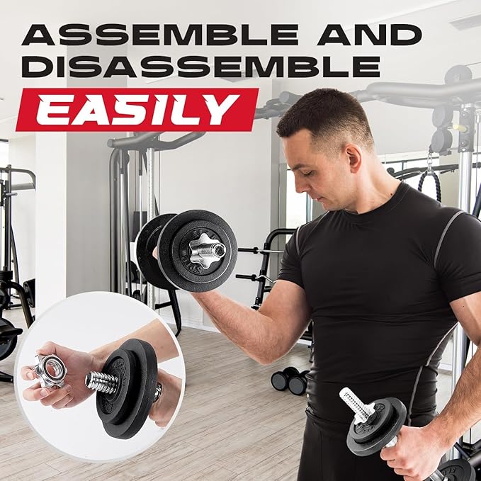 Yes4All Adjustable Dumbbell Set with Weight Plates/Connector - Exercise & Workout Equipment - Size Options 40lbs to 200lbs