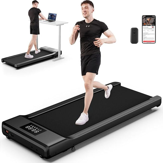 Smart Walking Pad, 2-in-1 Under Desk Treadmill for Home Office, Portable Walking/Jogging Machine with App & Remote Control, Fitness Data Recording