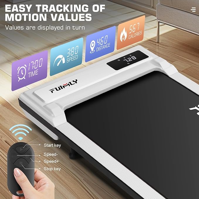 FUNMILY Walking Pad Treadmill 300 lb Capacity Under Desk Treadmill, 2.5hp Portable Treadmills for Home Office Small Running, 2 in 1 Working Walking Jogging Machine with Shock Absorption, LED Display