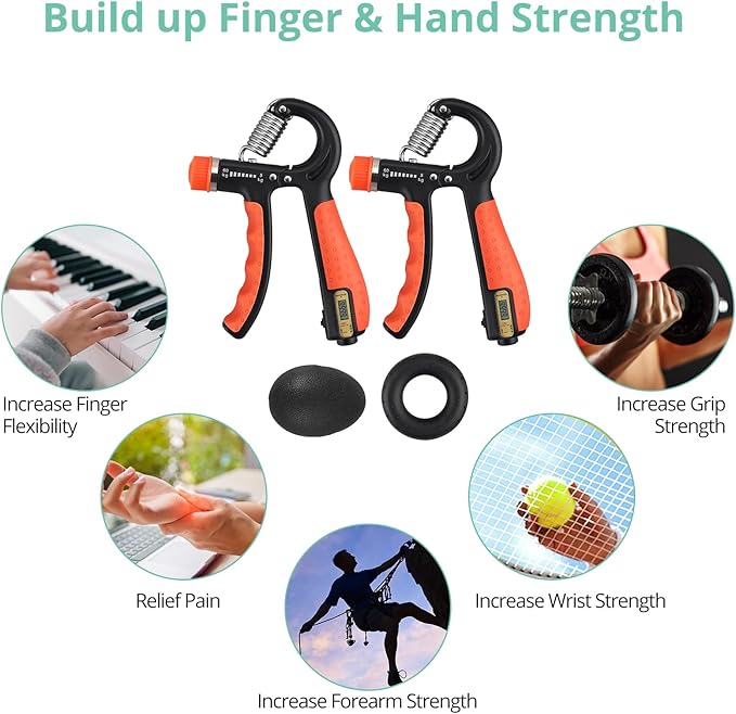 VINTEAM Hand Grip Exerciser Strengthener, Wrist Strengthener with 5-60KG Adjustable Resistance Forearm Workout, Finger Strengthener for Hand Exercise