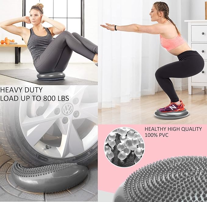 3-Pack Wiggle Seat Wobble Cushion with Pump, Stability Balance Disc for Core Strengthening, Exercise and Therapy, for Adults & Kids (8 Color)