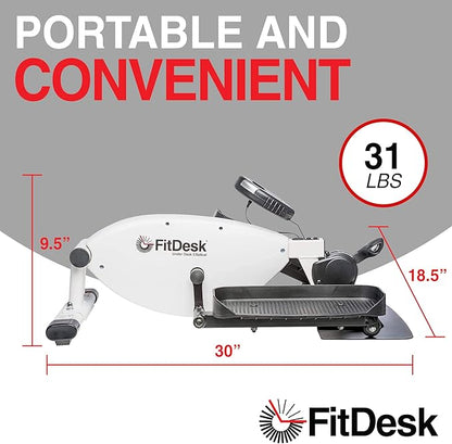 FitDesk Under Desk Bike Pedal Machine with Magnetic Resistance for Quiet, Fluid Motion - Adjustable Tension with Digital Performance Meter