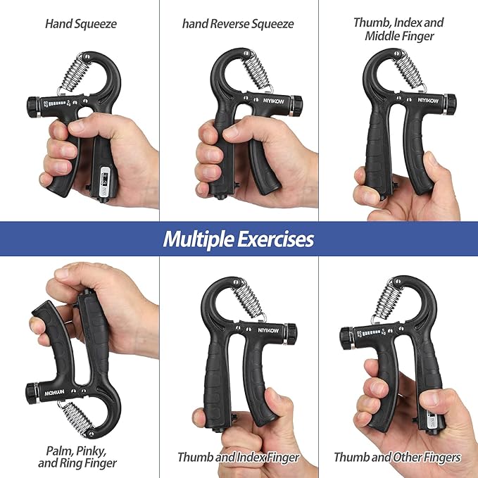 2 Pack Grip Strength Trainer with Counter, Hand Grip Strengthener, Adjustable Resistance 11-132Lbs (5-60kg), Forearm Strengthener, Perfect for Athletes and Hand Injury Recovery