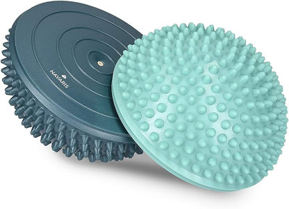 Navaris 2X Hedgehog Balance Pods - Set of 2 Spiky Fitness Domes for Sports, Foot Massage, Stability Training, Balancing in Multiple Colors