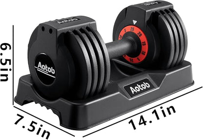 AOTOB 25/55 lbs (Pair) Adjustable Dumbbell Set, Dumbbells Adjustable Weight with Anti-Slip Fast Adjust Turning Handle, Dumbbell Sets Adjustable for Men and Women, Dumbbells Pair for Home Gym Exercise