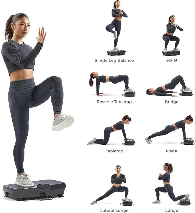 Sunny Health & Fitness Vibration Plate Exercise Machine, Full Body Vibrate Platform for Lymphatic Drainage with Multiple Speeds and Modes, Vibrating Plate Machine for Tension Relief & Weight Loss