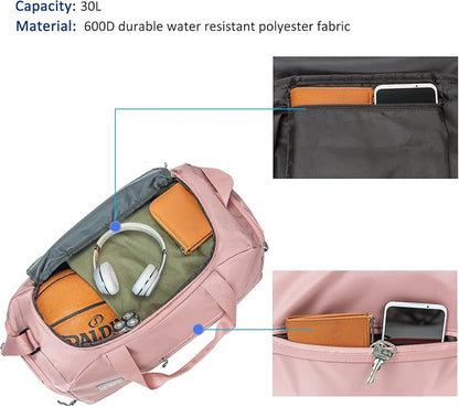 Water Resistant Sports Gym Travel Weekender Duffel Bag with Shoe Compartment