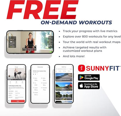 Sunny Health & Fitness Elite Interactive Performance Series Stationary Exercise Upright Bike with Optional Exclusive SunnyFit® App Enhanced Connectivity