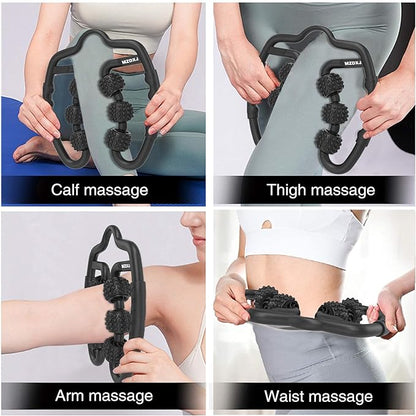 Upgraded Six-Wheel Muscle Roller - Arm & Leg Massager, Forearm & Calf Roller, Tennis Elbow Brace for Men, Carpal Tunnel & Tendonitis Relief, Perfect for Wrist, Hand, Foot, & Thigh