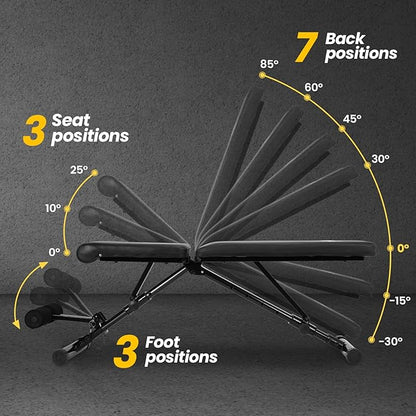 Adjustable Folding Weight Bench,Foldable Incline Decline Workout Bench Sit Up Bench with Resistance Band,Multifunctional Bench Home Gym Equipment for Full Body Workout