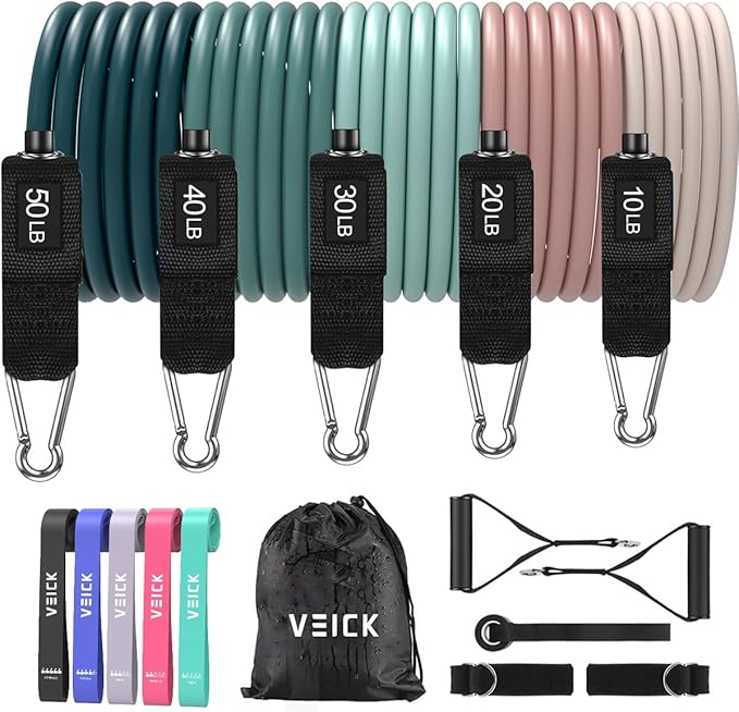 VEICK Resistance Bands, Exercise Bands, Workout Bands, Resistance Bands for Working Out with Handles for Men and Women, Exercising Bands for Fitness Weights Work Out at Home