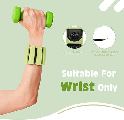 Wrist Weights - set of 2(1lb each), Adjustable Wearable Silicone Wrist & Ankle Bangles for Men and Women, Increase Training Intensity for Yoga, Pilates, Aerobics, Gym, Swimming, Hiking, Housework, Jogging, etc.