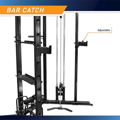 Marcy Olympic Multi-purpose Strength Training Cage with Pull Up Bars/Adjustable Bar Catchers and Pulley SM-3551