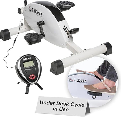 FitDesk Under Desk Bike Pedal Machine with Magnetic Resistance for Quiet, Fluid Motion - Adjustable Tension with Digital Performance Meter