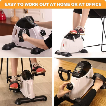 Under Desk Bike Pedal Exerciser - Portable Mini Exercise Bike Desk Cycle for Legs/Arms Exercise, Foot Pedal Exerciser for Seniors with LCD Screen Display