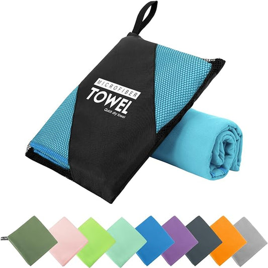 Microfiber Travel Towel, Soft Lightweight Quick Dry Towel, Super Absorbent Compact Travel & Sports & Beach Towels for Camping, Backpack, Gym, Swimming, Yoga, Hiking (S:16"×32" -MarineBlue)