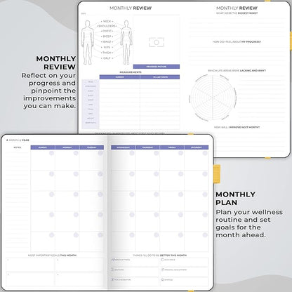 Clever Fox Fitness & Food Journal – Nutrition & Workout Planner for Women & Men – Diet & Gym Exercise Log Book with Calendars, Diet & Training Trackers - Undated, A5 Size, Hardcover (Black)