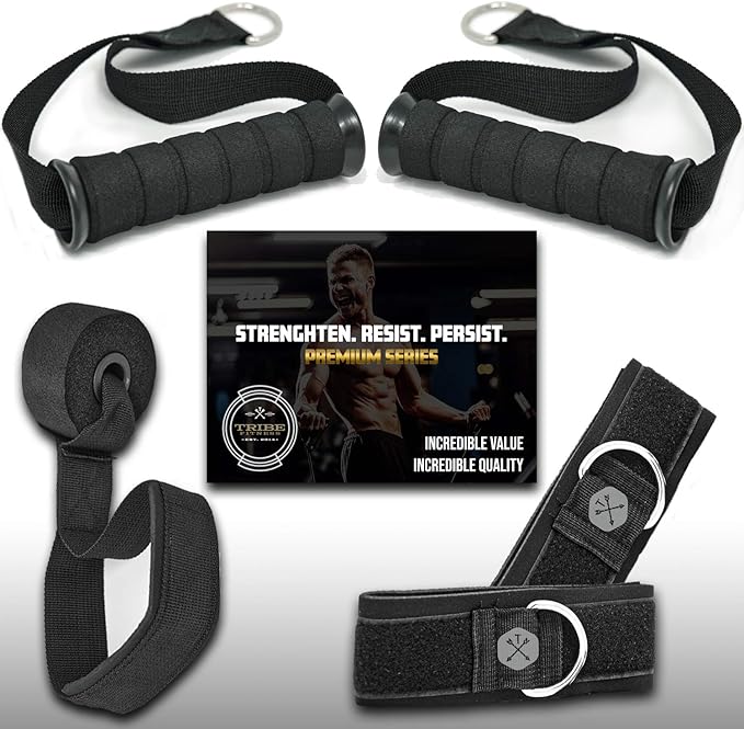 TRIBE Resistance Bands Set &Weights for Exercises Bands for Men/Women with Workout Bands, Handles, Door Anchor, Ankle Straps, Carry Bag, Exercise eBook I Resistance Training, Fitness Equipment