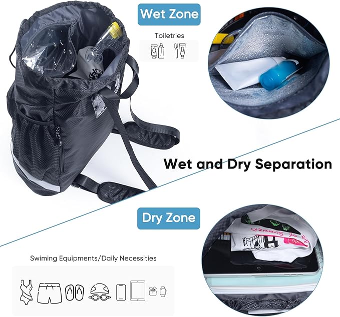 Swim Bag Beach Backpack Sports Drawstring Backpack - Gym Bag - Kids Swim Backpack Mens Beach Bag, Workout Bag