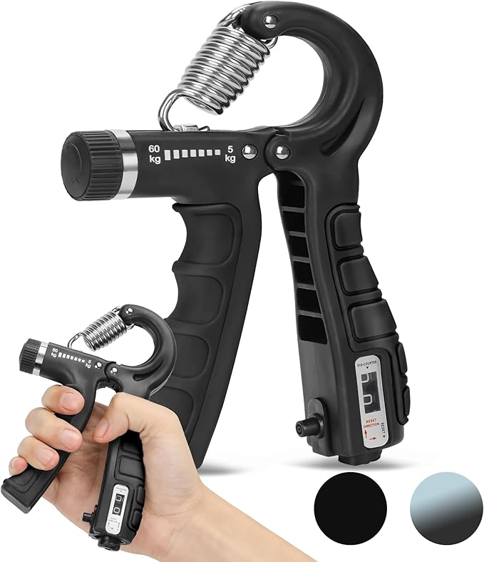 Hand Grip Strengthener with Counter, Adjustable Resistance - Forearm Trainer, Grip Strengthener, and Hand Strengthening Device for Athletes