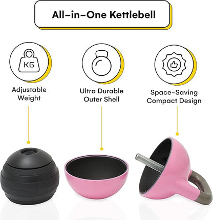 Kettlebell Kings Powder Coated Kettlebell Weights 4-48 KG | Hand weights Workout Gym Equipment & Strength training sets for Women & Men | Weights set for Home Gym- New