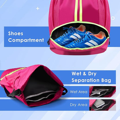 BROTOU Soccer Bags, Football Backpack, Volleyball Bag, Drawstring Soccer Backpack with Ball and Shoe Compartment