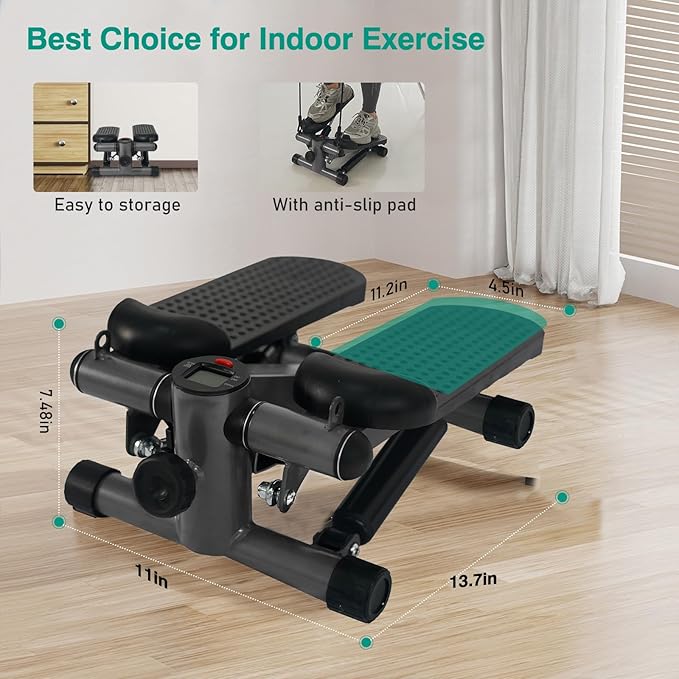 Steppers for Exercise, Mini Stair Under Desk Bike Pedal Exerciser with LCD Monitor & Resistance Bands Carpet