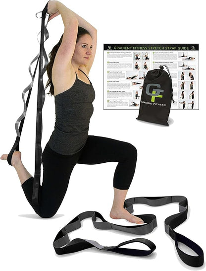 Gradient Fitness Stretching Strap for Physical Therapy, 12 Multi-Loop Stretch Strap 1.5" W x 8' L, Neoprene Handles, Physical Therapy Equipment, Yoga Straps for Stretching, Leg Stretcher