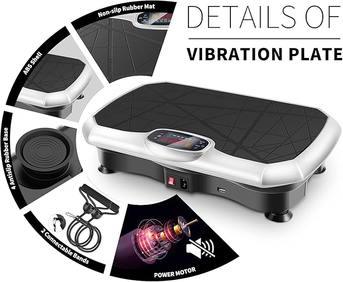 Vibration Plate Exercise Machine - Whole Body Power Shake Vibration Platform w/Loop Bands- Home Fitness Training Gym Workout Equipment for Weight Loss,Shaping,Toning & Wellness, 120 Levels