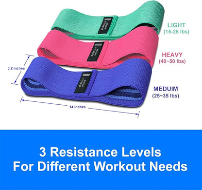 Resistance Bands Set, Exercise Bands with Non-Slip Design for Hips & Glutes, 3 Levels Workout Bands for Women and Men, Booty Bands for Home Fitness, Yoga, Pilates