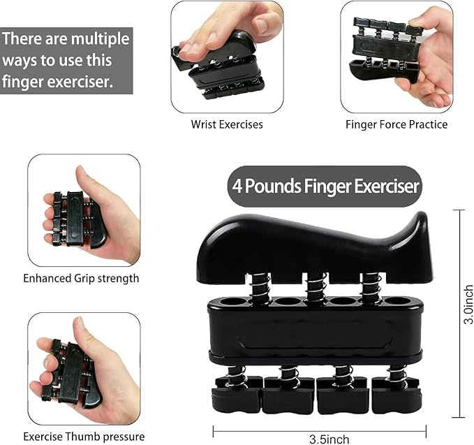 Grip Strength Trainer Kit (5 Pack) with Finger Exerciser, Hand Grip Strengthener, Hand Extension Exerciser, Stress Relief Ball and Forearm Workout Ring