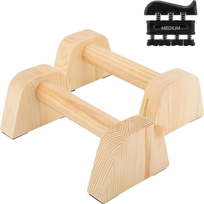 Wooden Push Up Bar Stand - Pushup Parallettes Floor Handles Perfect Bars for Calisthenics & Handstand